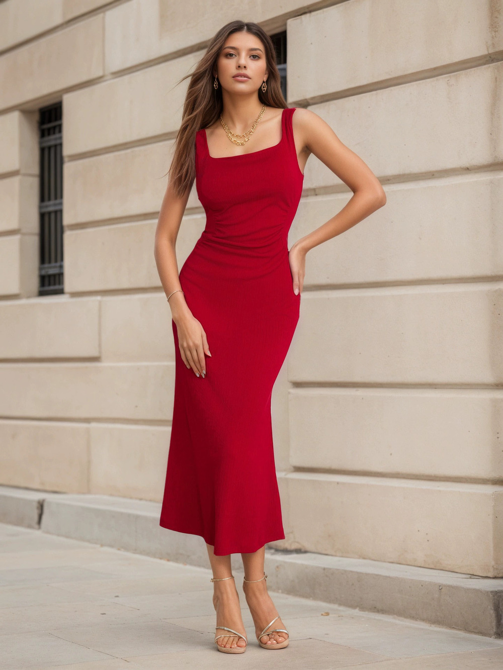 ZARA Fashion Summer New Arrival Cinched Bodycon Long Dress Sexy Elegant Slim
